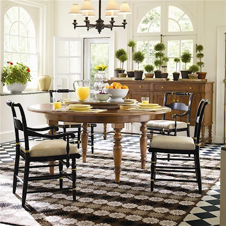 (5) Piece Round Dining Table & Turned Chair Set